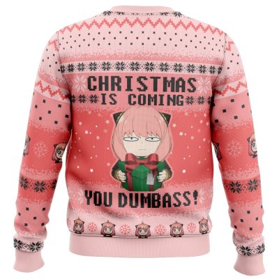 Christmas Is Coming You Dumbass Spy X Family Ugly Christmas Sweater BACK mockup - Spy x Family Store