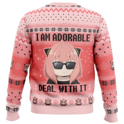 I Am Adorable Spy X Family Ugly Christmas Sweater BACK mockup - Spy x Family Store