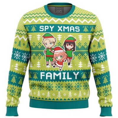 Xmas Family Spy X Family Ugly Christmas Sweater FRONT mockup - Spy x Family Store